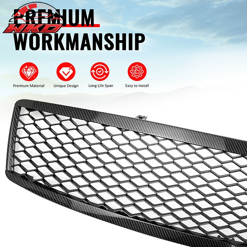 Fits 07-08 Infiniti G35 4Dr Honeycomb Style Upper Grille Carbon Fiber Print ABS