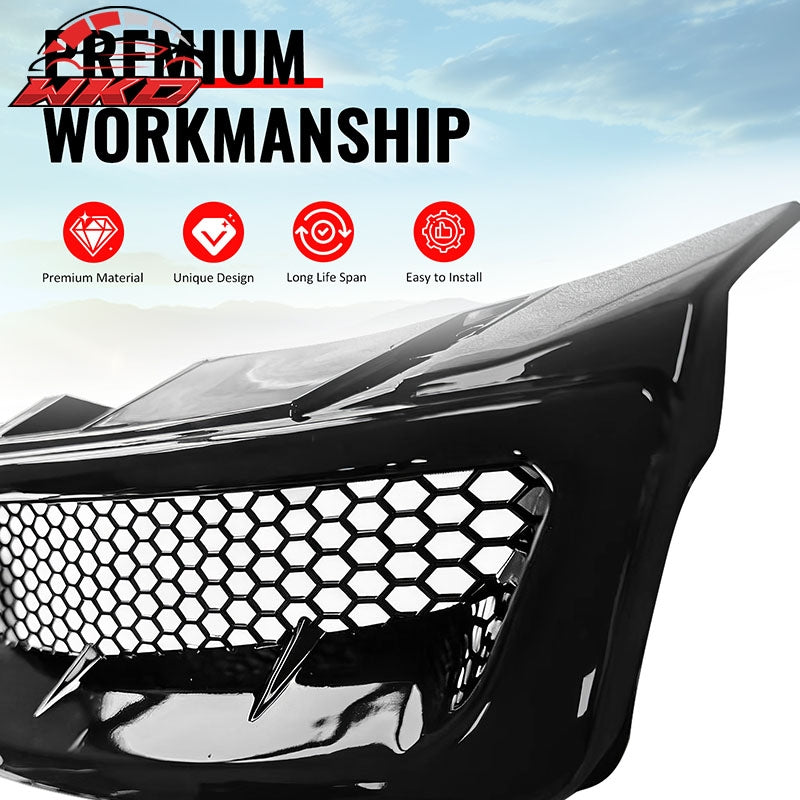 For 03-07 Infiniti G35 Coupe JDM Style Front Bumper Upper Grille Gloss Black ABS
