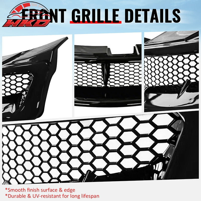 For 03-07 Infiniti G35 Coupe JDM Style Front Bumper Upper Grille Gloss Black ABS