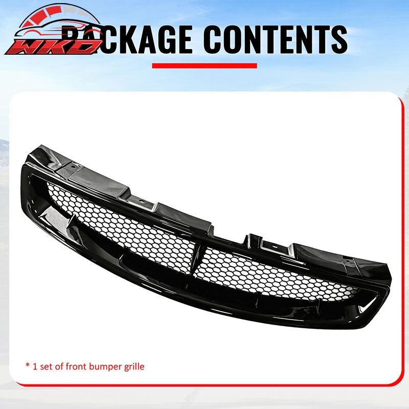 For 03-07 Infiniti G35 Coupe JDM Style Front Bumper Upper Grille Gloss Black ABS