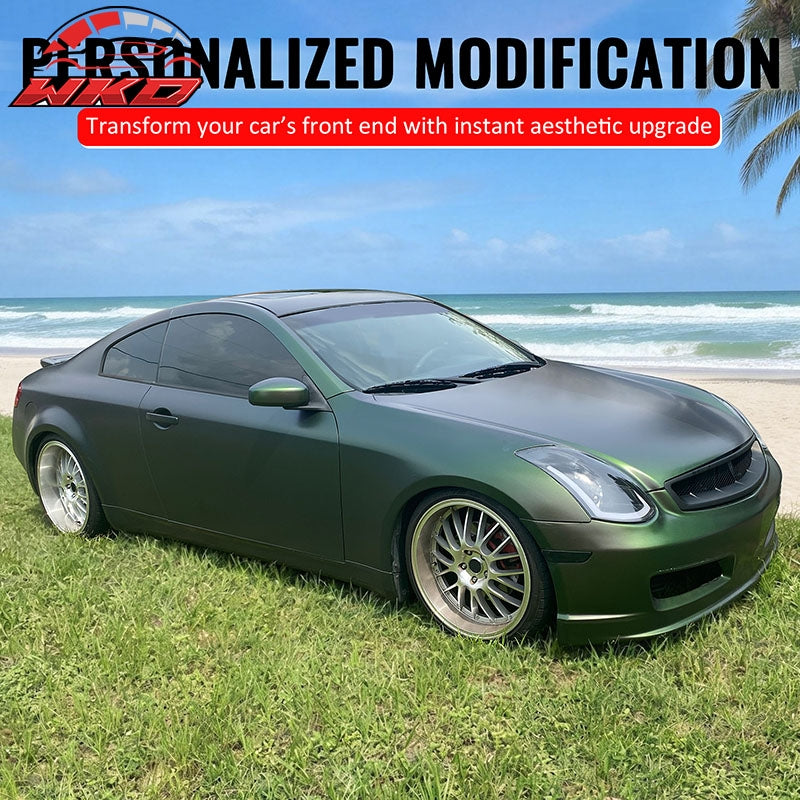 For 03-07 Infiniti G35 Coupe JDM Style Front Bumper Upper Grille Matte Black ABS