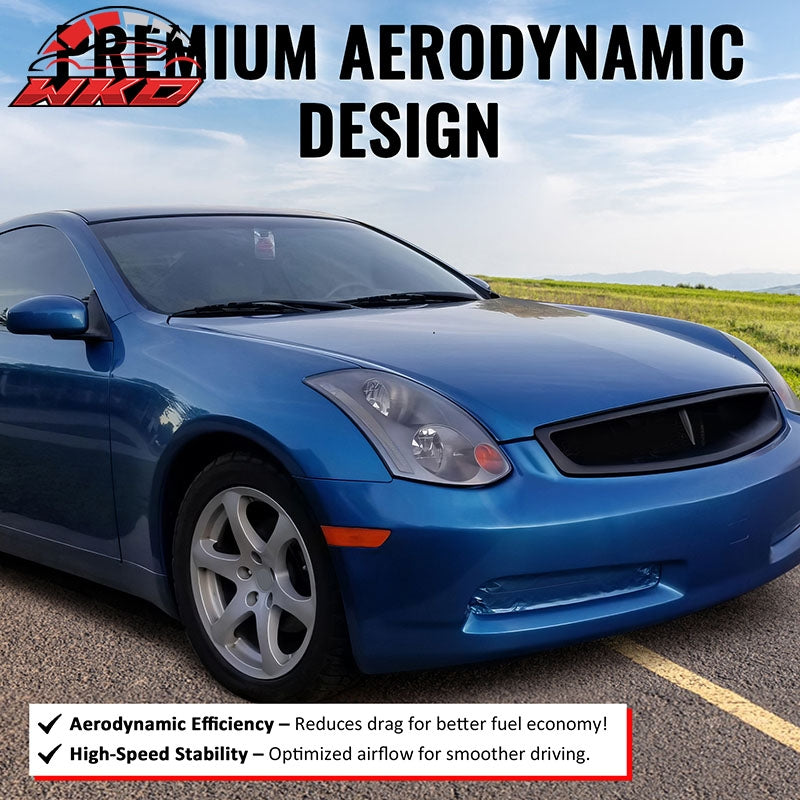 For 03-07 Infiniti G35 Coupe JDM Style Front Bumper Upper Grille Matte Black ABS