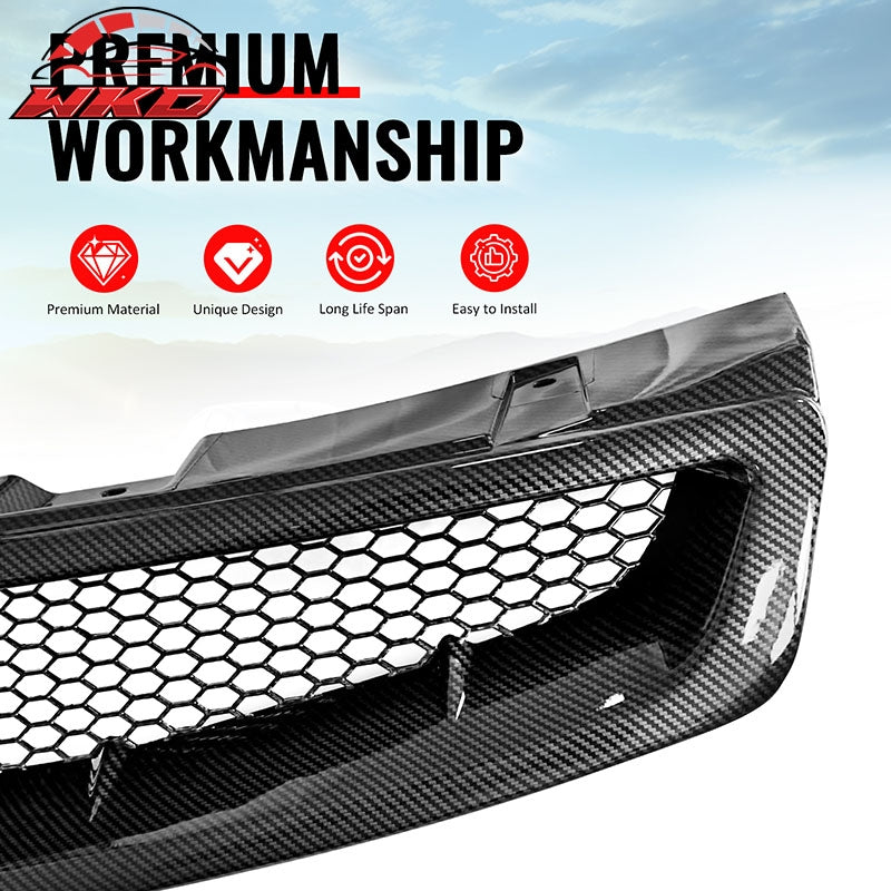 Fits 03-07 Infiniti G35 Coupe JDM Style Front Upper Grille Carbon Fiber Look ABS