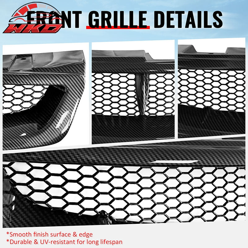 Fits 03-07 Infiniti G35 Coupe JDM Style Front Upper Grille Carbon Fiber Look ABS