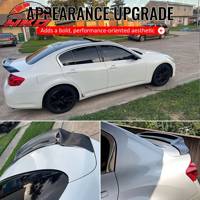 Fits 09-15 Infiniti G37 G25 Q40 4DR Trunk Spoiler Wing Gloss Black R Style ABS