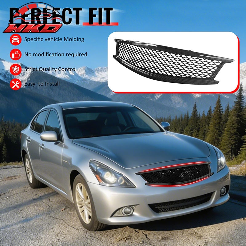 Fits 10-15 Infiniti G37 G25 Q40 Sedan Honeycomb Style Grille Carbon Fiber Print