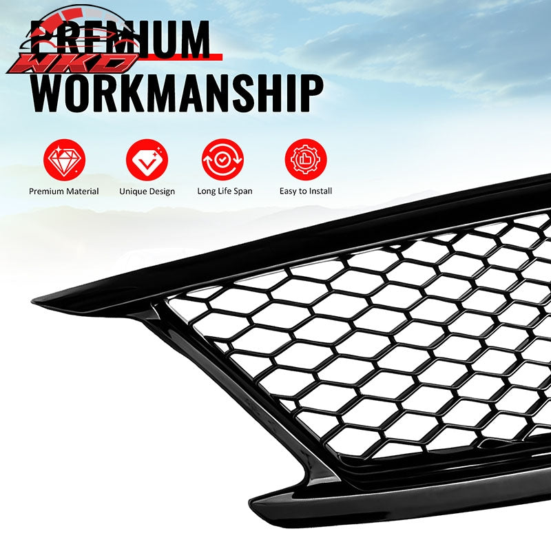Fits 10-15 Infiniti G37 G25 Q40 Sedan Honeycomb Style Upper Grille Gloss Black