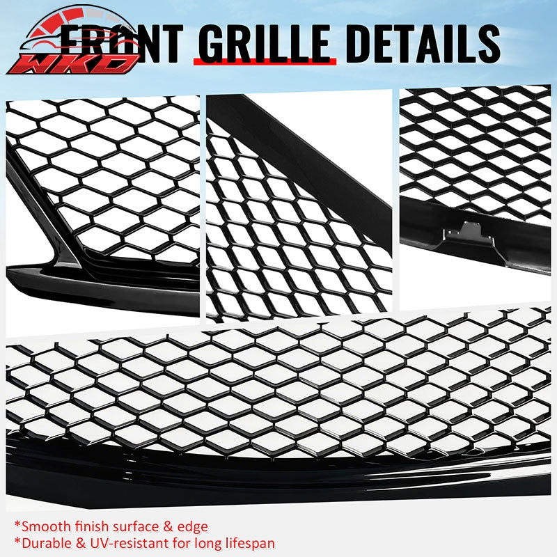 Fits 10-15 Infiniti G37 G25 Q40 Sedan Honeycomb Style Upper Grille Gloss Black
