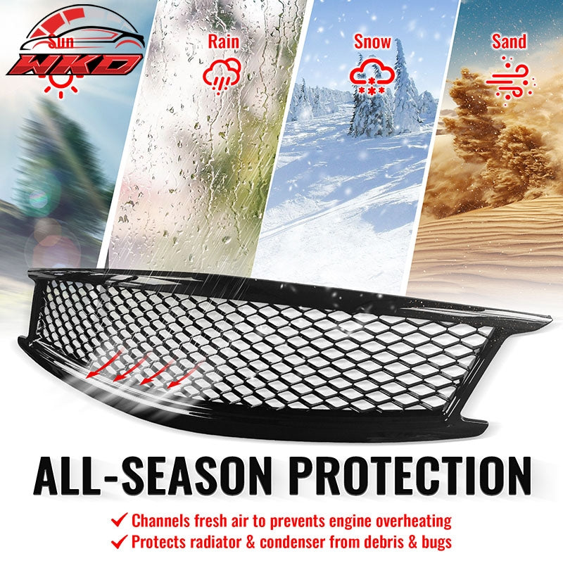 Fits 10-15 Infiniti G37 G25 Q40 Sedan Honeycomb Style Upper Grille Gloss Black