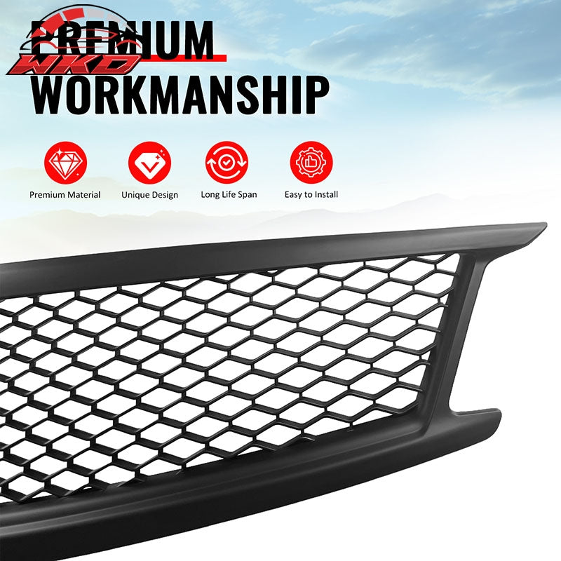 Fits 10-15 Infiniti G37 G25 Q40 Sedan Honeycomb Style Upper Grille Matte Black