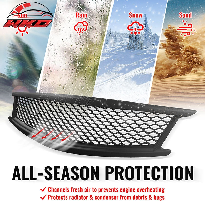 Fits 10-15 Infiniti G37 G25 Q40 Sedan Honeycomb Style Upper Grille Matte Black