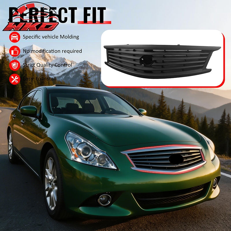 Fits 10-15 Infiniti G37 G25 Q40 Sedan OE Style Front Upper Grille Matte Black
