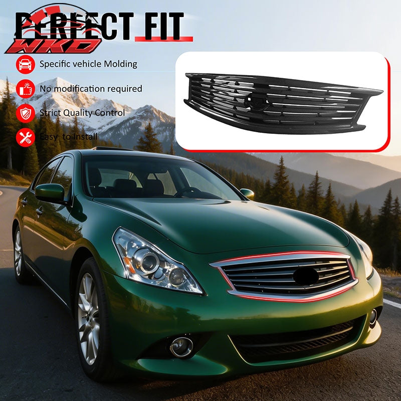 Fits 10-15 Infiniti G37 G25 Q40 Sedan OE Style Upper Grille Carbon Fiber Print