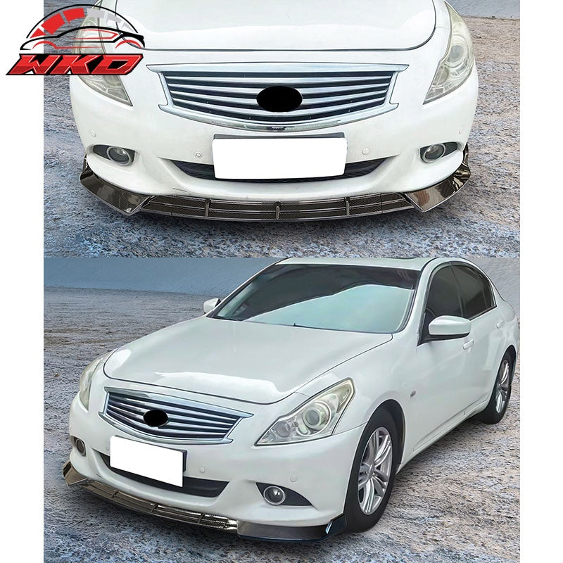 Fits 10-13 Infiniti G37 IKON Style Carbon Fiber Print Front Bumper Lip 3PCS PP