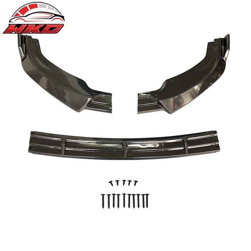 Fits 10-13 Infiniti G37 IKON Style Carbon Fiber Print Front Bumper Lip 3PCS PP