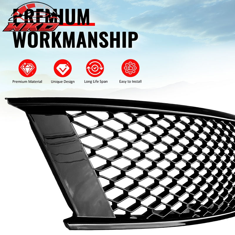 Fits 08-15 Infiniti G37 Q60 Coupe Honeycomb Style Upper Grille Gloss Black ABS