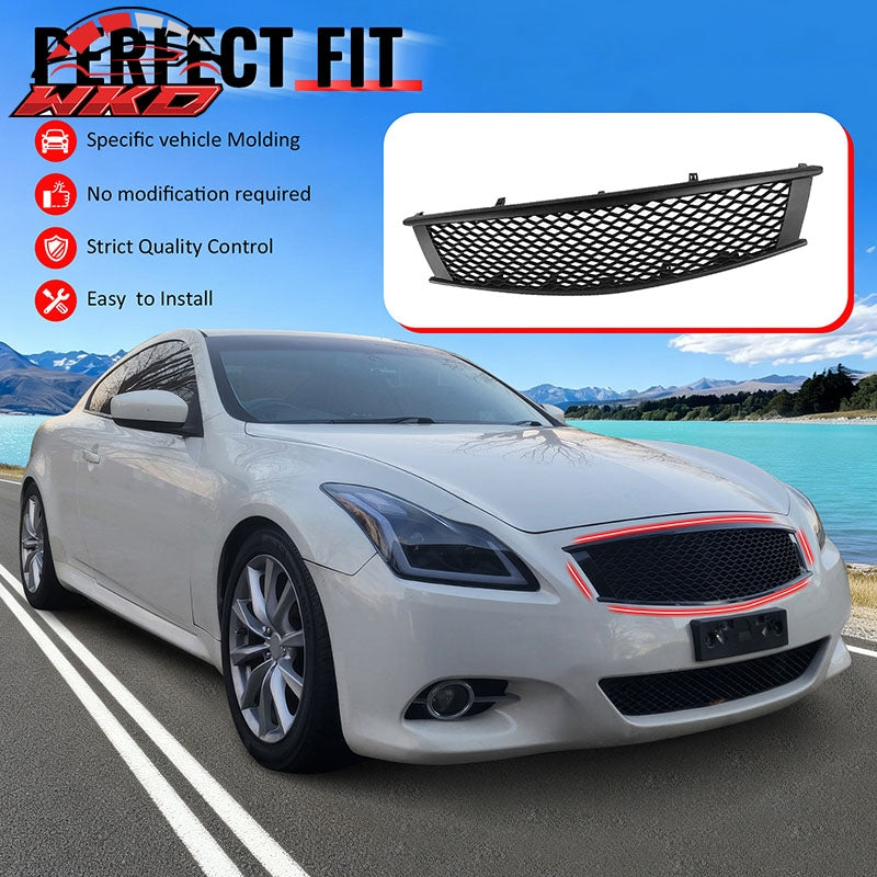 Fits 08-15 Infiniti G37 Q60 Coupe Honeycomb Style Upper Grille Matte Black ABS