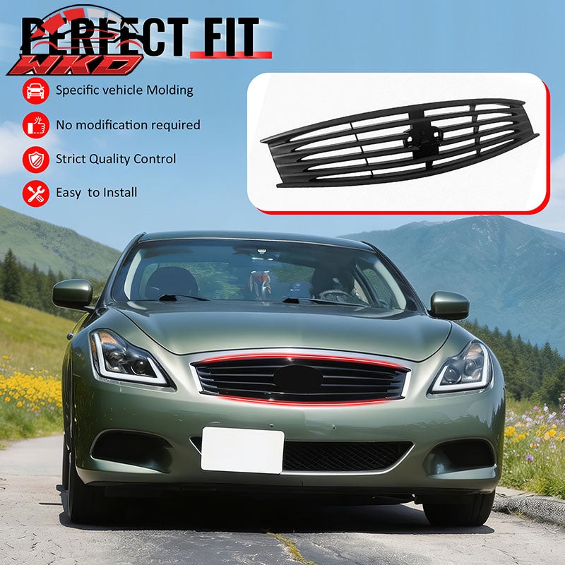 Fits 08-15 Infiniti G37 Q60 Coupe OE Style Front Upper Grille Matte Black ABS