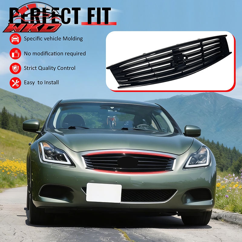 Fits 08-15 Infiniti G37 Q60 Coupe OE Style Upper Grille Carbon Fiber Print ABS