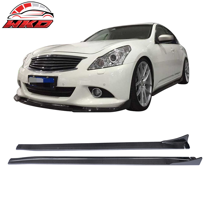 Fits 10-13 Infiniti G37 Sedan JC Style 2PCS Side Skirts Panel Matte Carbon Fiber