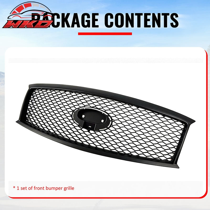 For 11-15 Infiniti M56 M35h M37 Q70 Matte Black Honeycomb Style Upper Grille ABS