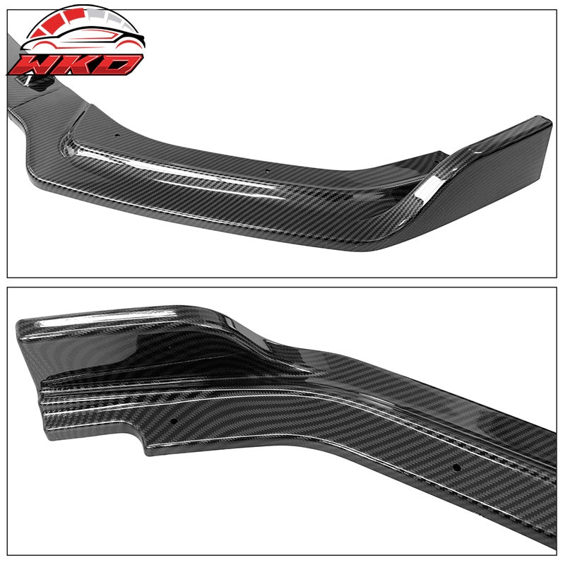 Fits 18-24 Infiniti Q50 Base Carbon Fiber Print PP 3PC Front Bumper Lip Spoiler