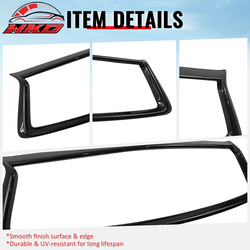 Fits 18-24 Infiniti Q50 Carbon Fiber Look OE Style Grille Frame Outline Trim ABS