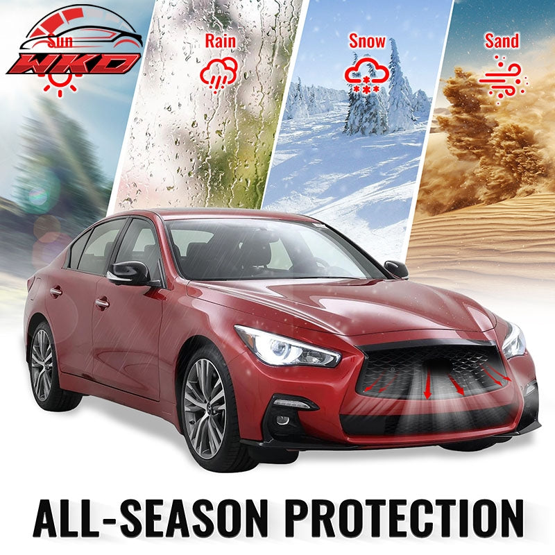 Fits 18-24 Infiniti Q50 Carbon Fiber Look OE Style Grille Frame Outline Trim ABS