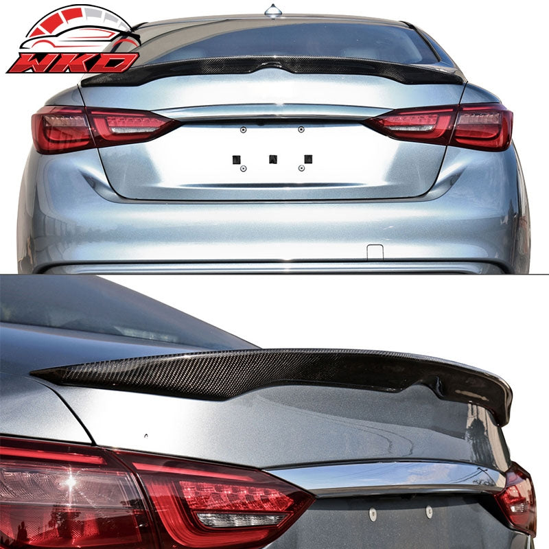 Fits 14-24 Infiniti Q50 Carbon Fiber Rear Trunk Spoiler Wing Lip Japanese Style