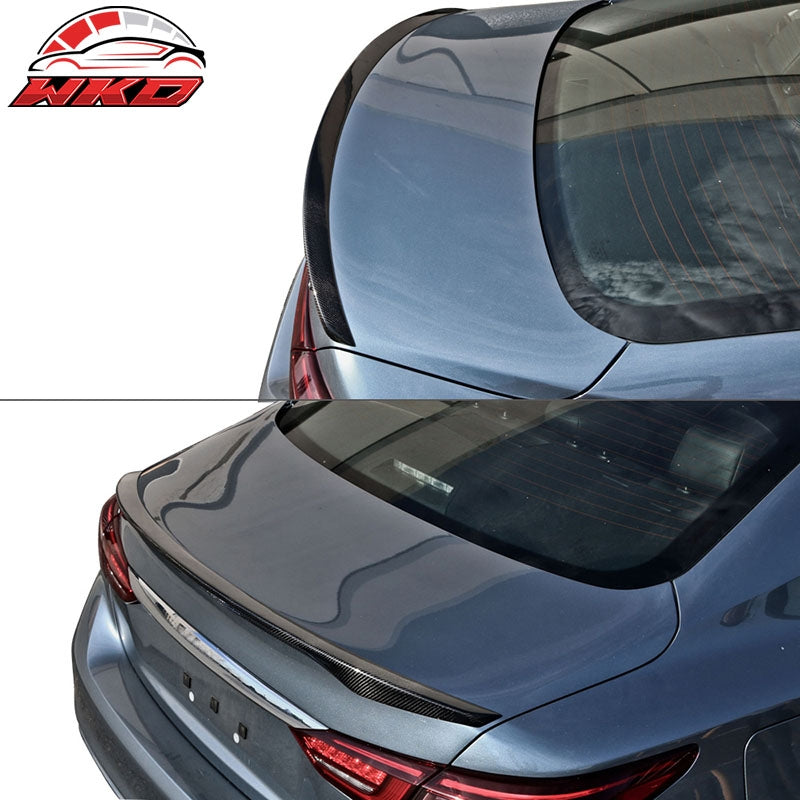 Fits 14-24 Infiniti Q50 Carbon Fiber Rear Trunk Spoiler Wing Lip Japanese Style