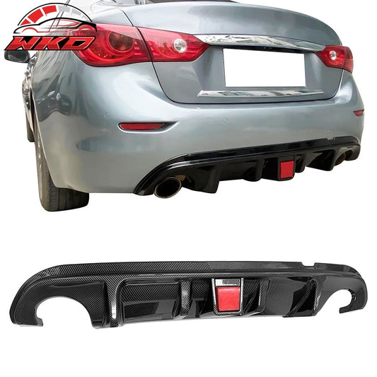 Wholesale 14-17 Infiniti Q50 Carbon Fiber Print LED Brake Light Rear Bumper Diffuser