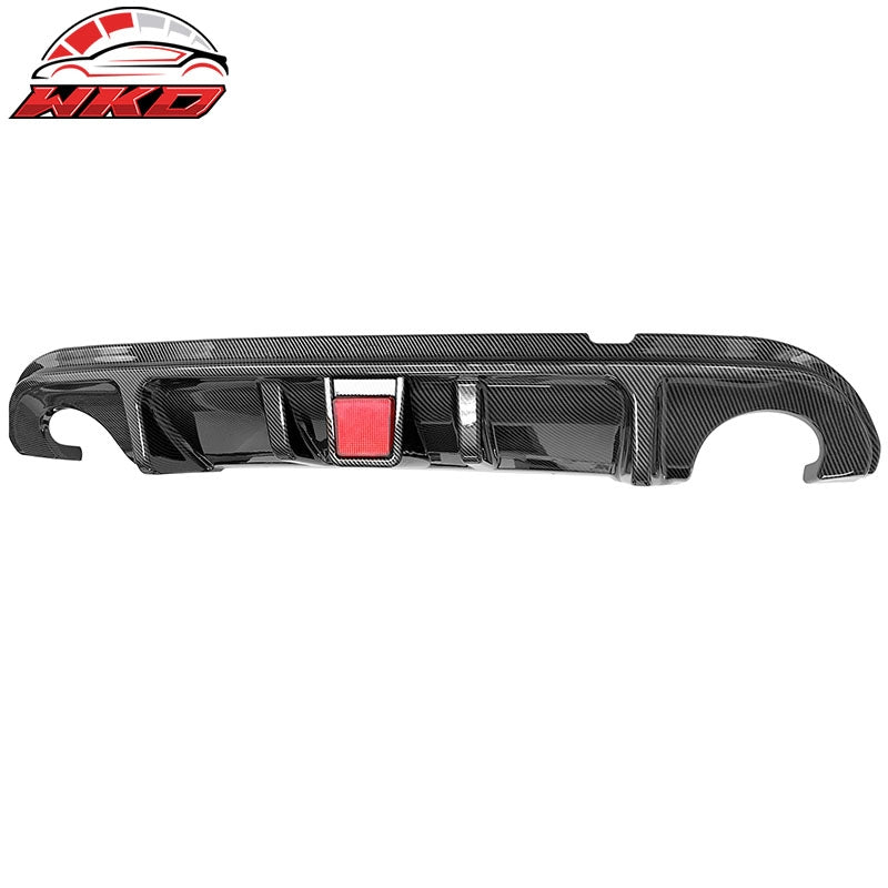 Fits 14-17 Infiniti Q50 Carbon Fiber Print LED Brake Light Rear Bumper Diffuser