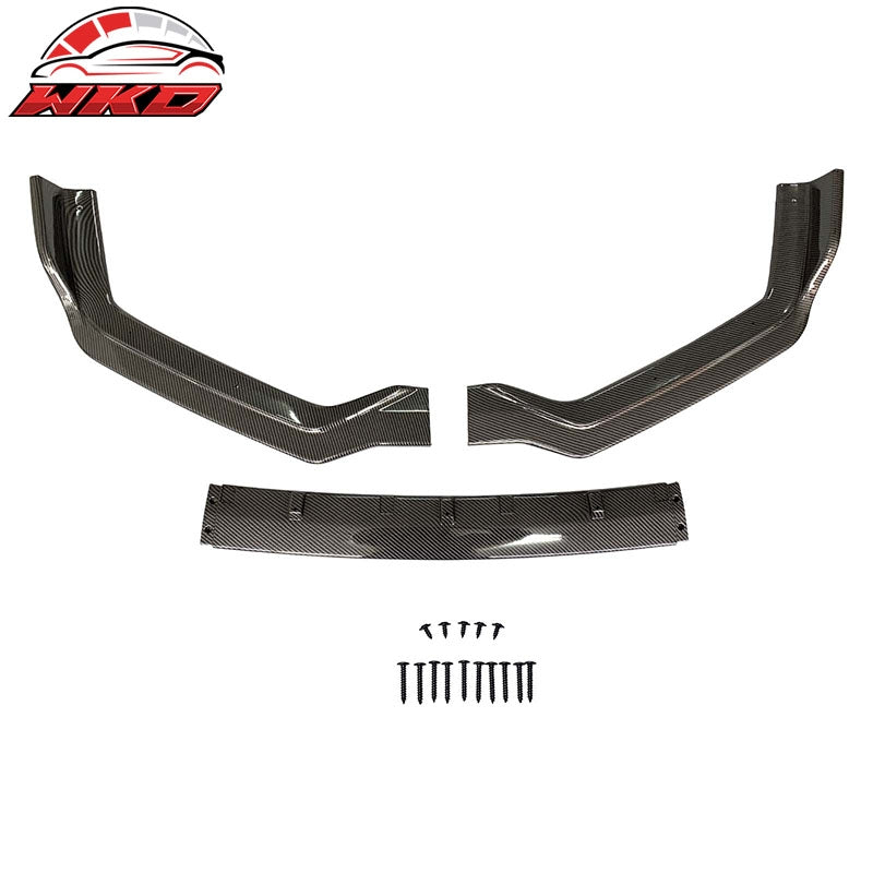 Fits 18-24 Infiniti Q50 Carbon Fiber Print Sport Front Bumper Lip Spoiler 3PC