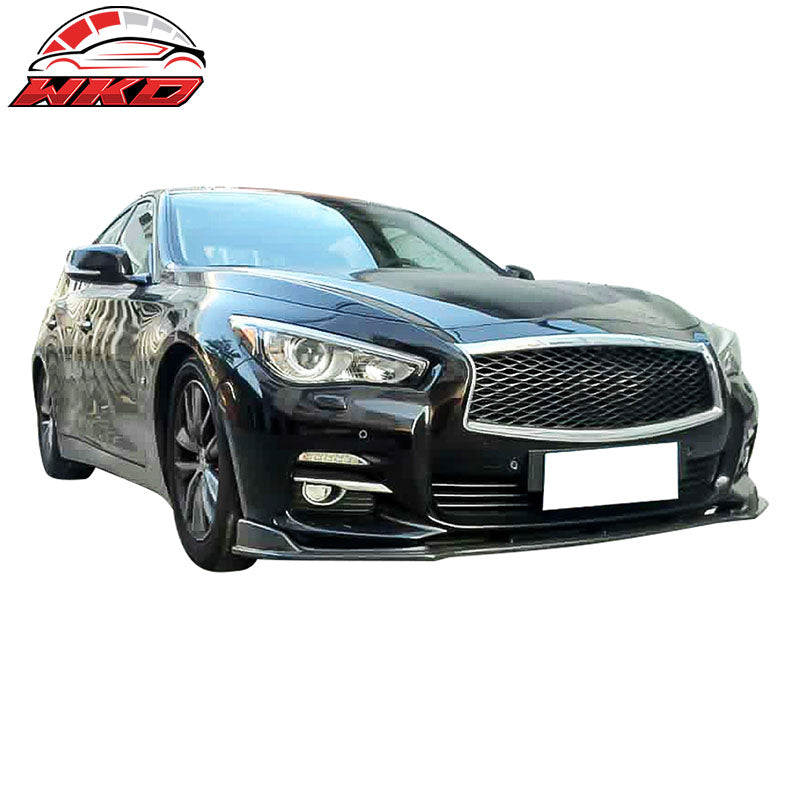 Fits 14-17 Infiniti Q50 V37 ST Style Front Bumper Lip - Matte Carbon Fiber