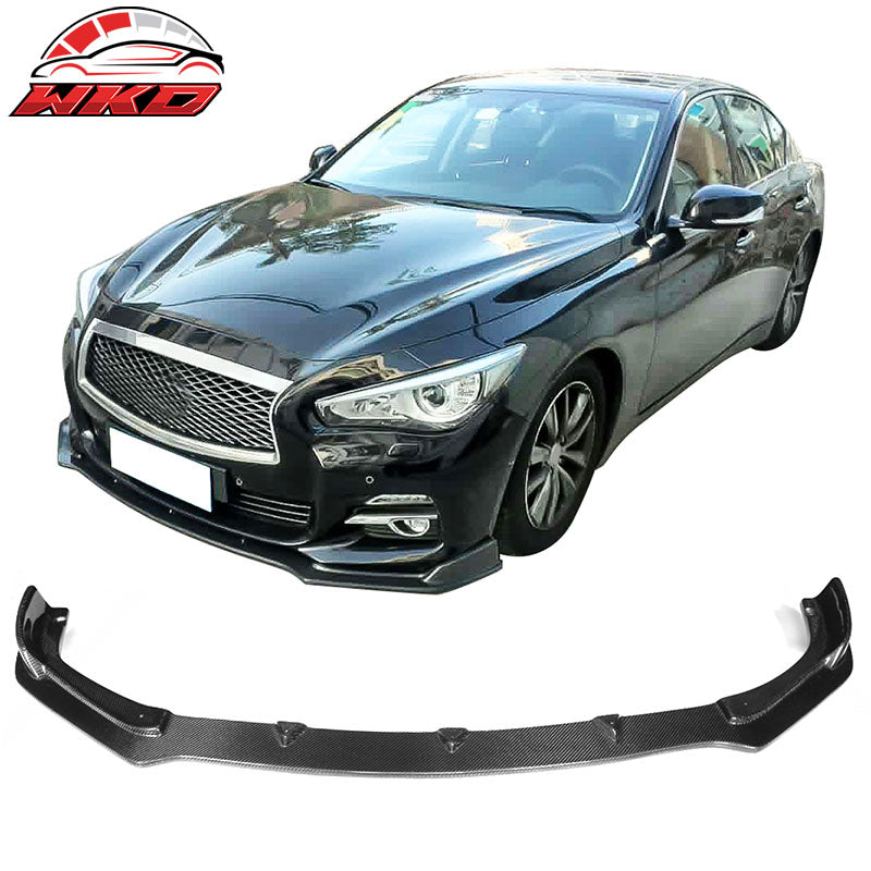 Fits 14-17 Infiniti Q50 V37 Base ST Front Bumper Lip Carbon Fiber