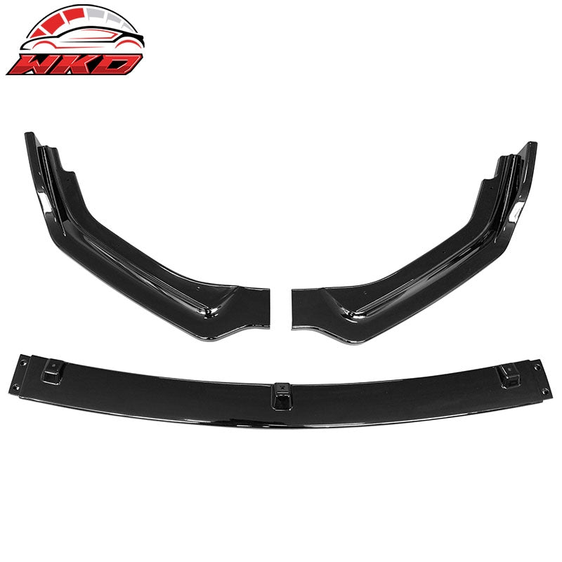 Fits 18-24 Infiniti Q50 Gloss Black Front Bumper Lip Spoiler Splitter PP 3PCS