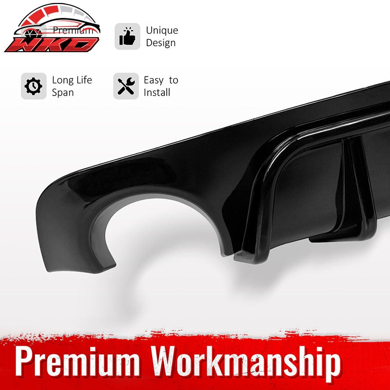 Fits 18-24 Infiniti Q50 Gloss Black LED Brake Light Rear Bumper Lip Diffuser PP