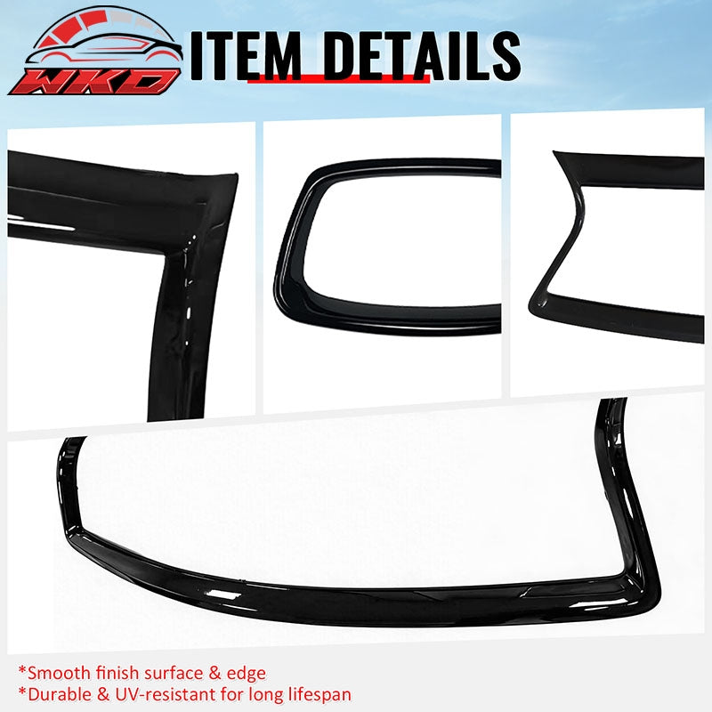 Fits 14-17 Infiniti Q50 Gloss Black OE Style Front Grill Frame Outline Trim ABS