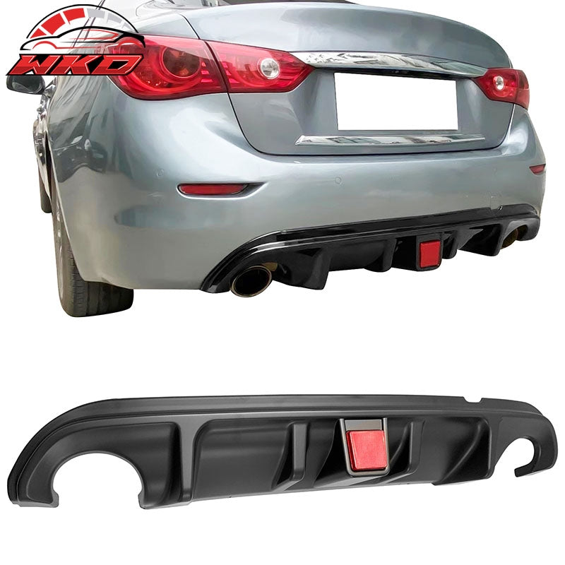 Wholesale  14-17 Infiniti Q50 Rear Bumper Lip Diffuser LED W/Brake Light PP Matte Black