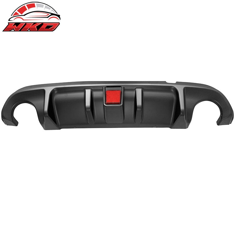Fit 14-17 Infiniti Q50 Rear Bumper Lip Diffuser LED W/Brake Light PP Matte Black