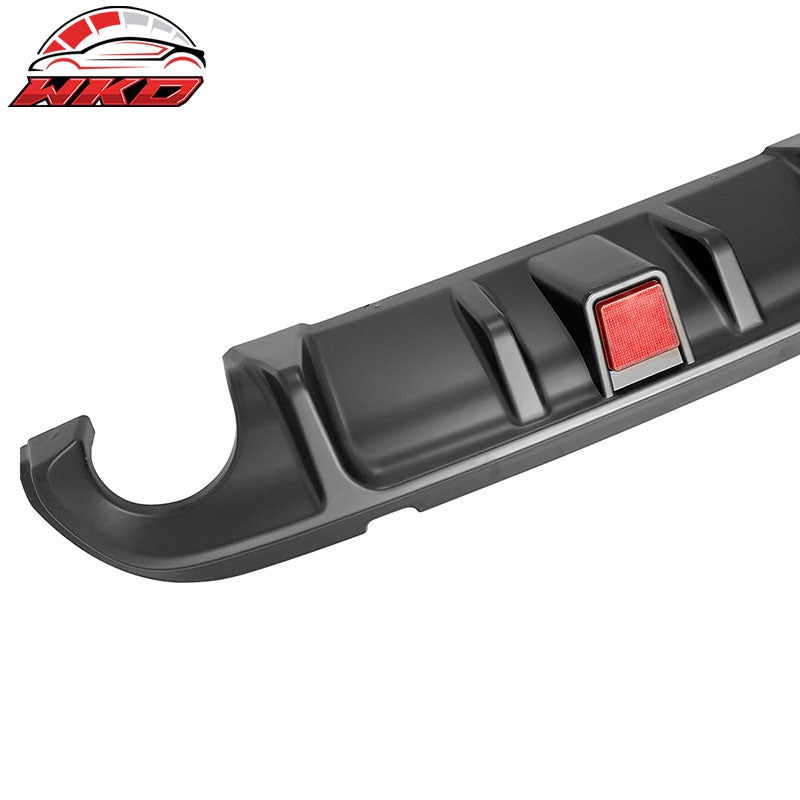 Fit 14-17 Infiniti Q50 Rear Bumper Lip Diffuser LED W/Brake Light PP Matte Black