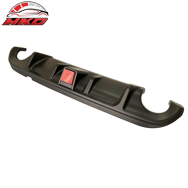 Fit 14-17 Infiniti Q50 Rear Bumper Lip Diffuser LED W/Brake Light PP Matte Black
