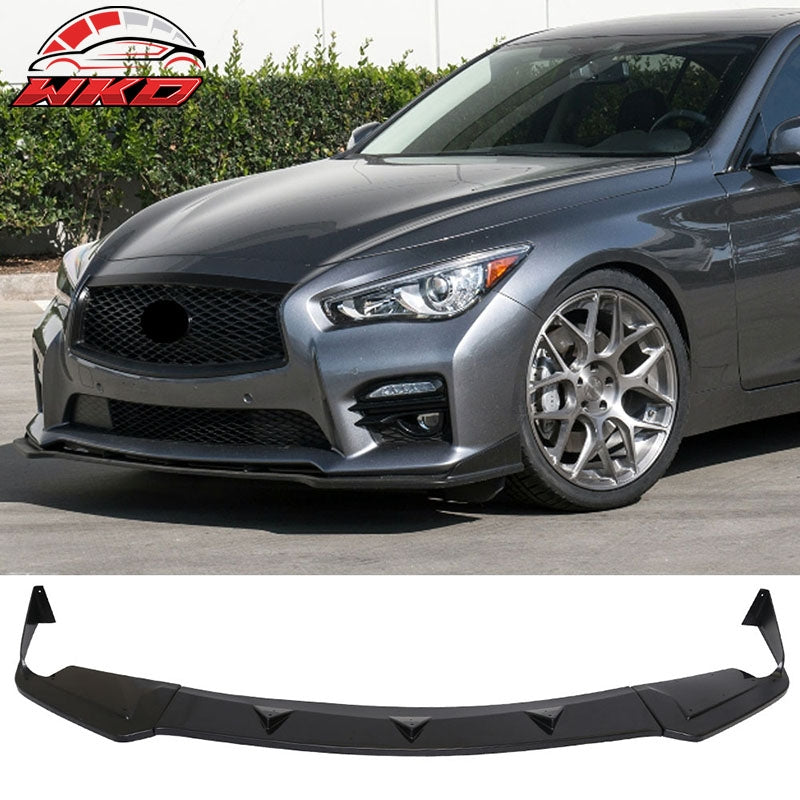 Fits 14-17 Infiniti Q50 Q50S Sport 3PCS Front Bumper Lip Spoiler Unpainted ABS