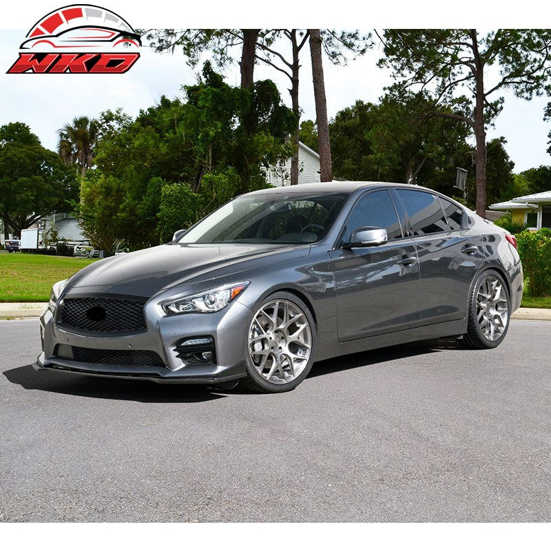 Fits 14-17 Infiniti Q50 Q50S Sport 3PCS Front Bumper Lip Spoiler Unpainted ABS