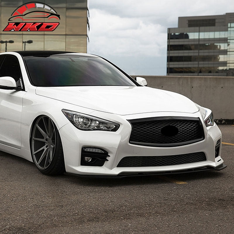 Fits 14-17 Infiniti Q50 Q50S Sport Front Bumper Lip 1PC Spoiler Unpainted PU