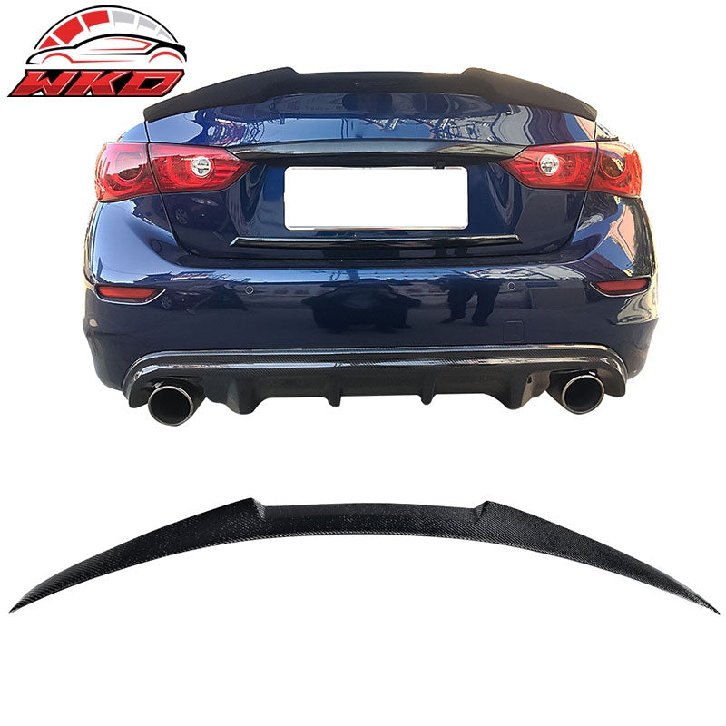 Wholesale 14-24 Infiniti Q50 Real Carbon Fiber Rear Trunk Spoiler Wing M4 Style