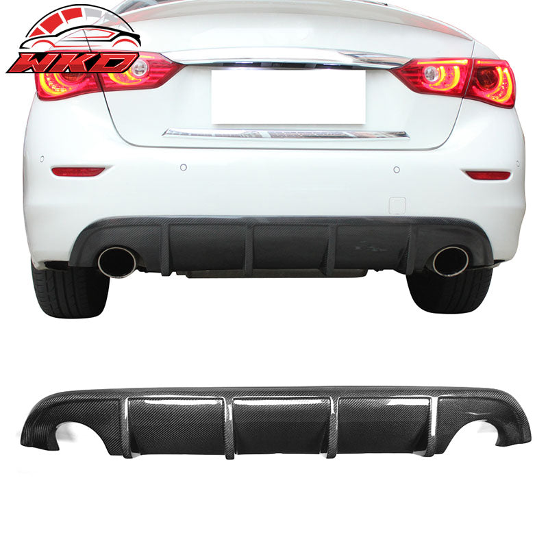 Fits 14-17 Infiniti Q50 S Style Rear Bumper Lip Diffuser Matte Carbon Fiber