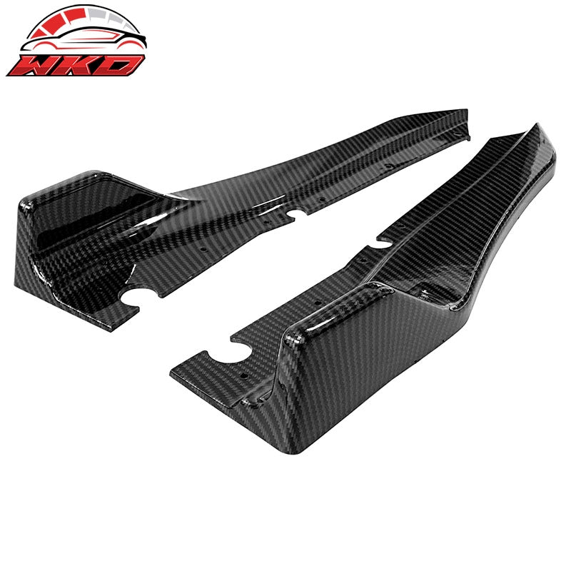 Fits 18-24 Infiniti Q50 2PC Rear Bumper Lip Splitter Apron PP Carbon Fiber Print