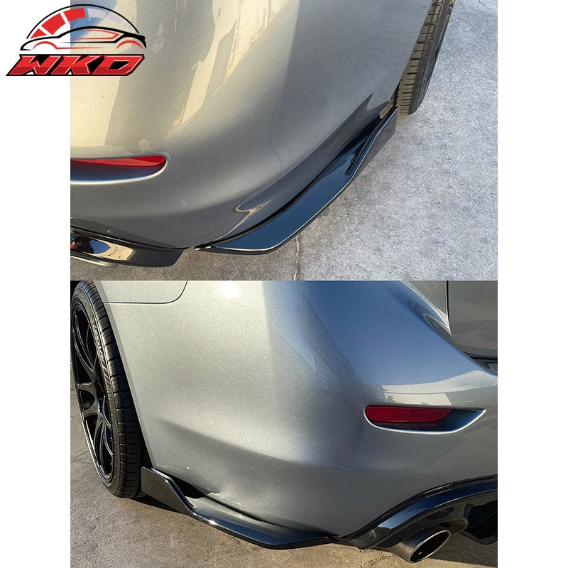 Fits 18-24 Infiniti Q50 Rear Bumper Side Corner Splitter Aprons PP Gloss Black