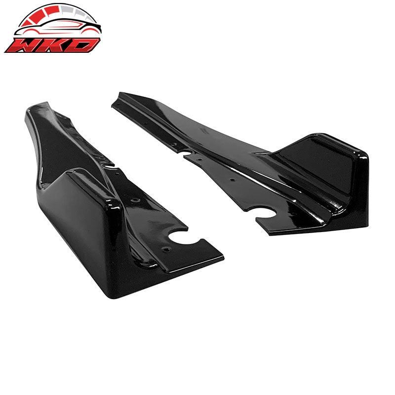 Fits 18-24 Infiniti Q50 Rear Bumper Side Corner Splitter Aprons PP Gloss Black